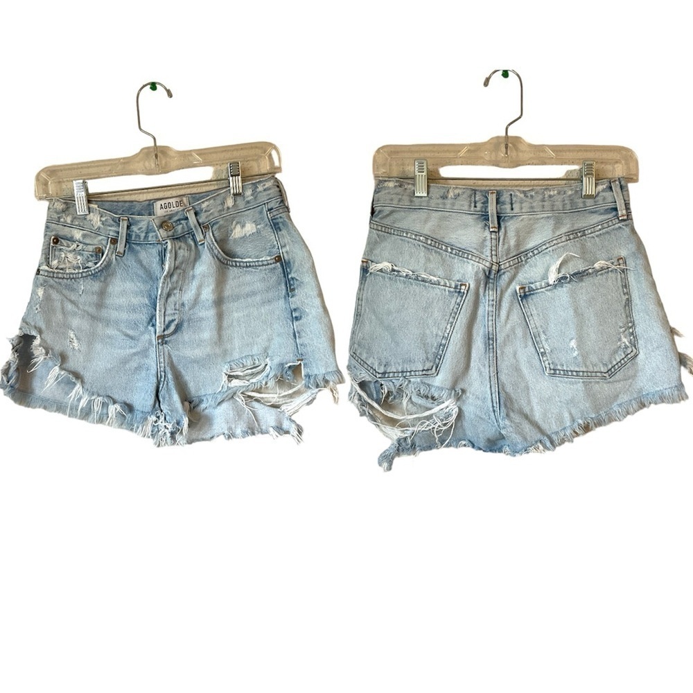 Agolde Distressed Raw Hem Shorts Size 26 Light Wash